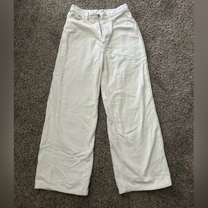 White corduroy high waisted pants